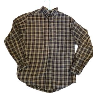 Brown/Tan Plaid Cotton Flannel Button Down Shirt Men’s Size Medium